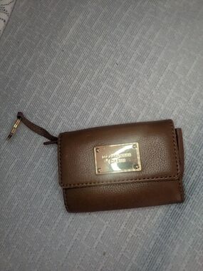 Michael Kors Fulton Small Pebbled Leather Keychain Wallet | Brown ID Case & Coin
